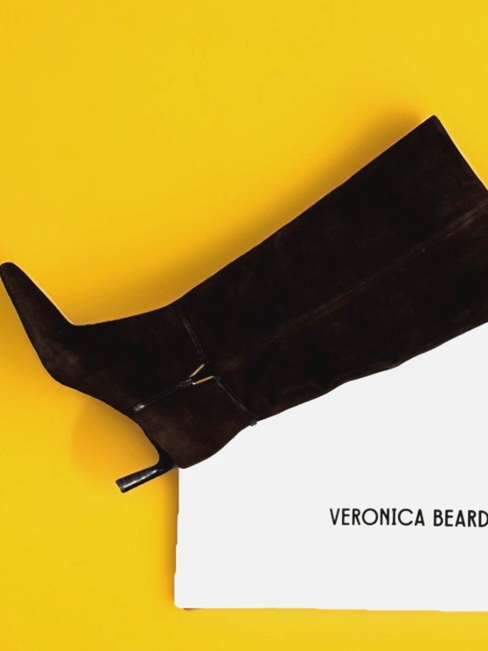 NEW Veronica Beard Kenzie Suede Mid-Heel Tall Boot Espresso | Wide-Calf $750